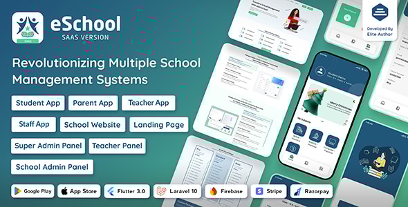 eSchool SaaS - School Management System with Student, Parent, Teacher Flutter App & Laravel Admin